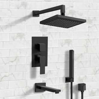 Tub and Shower Faucet Matte Black Tub and Shower System with 8